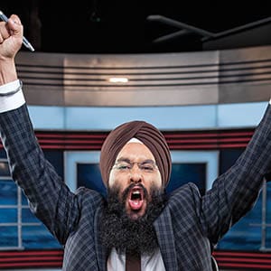 Harnarayan Singh in his Vancouver ‘Hockey Night in Canada' studio. (Photograph by Jimmy Jeong)