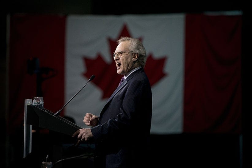 Former Ontario New Democratic Party leader Stephen Lewis  speaks during the 2016 NDP Federal Convention in Edmonton Alberta, April 9, 2016. (Photograph by Jason Franson)