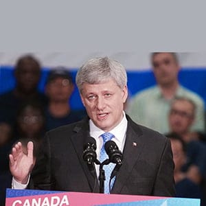 Stephen Harper on the campaign trail in Laval, Que., August 3, 2015. (Mario Beauregard/CP)