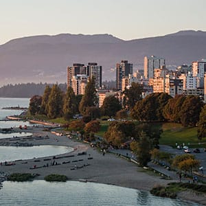 A scenic view at twilight of Sunset Beach on the West End's waterfront, English Bay, Vancouver, B.C. (Bayne Stanley/CP)