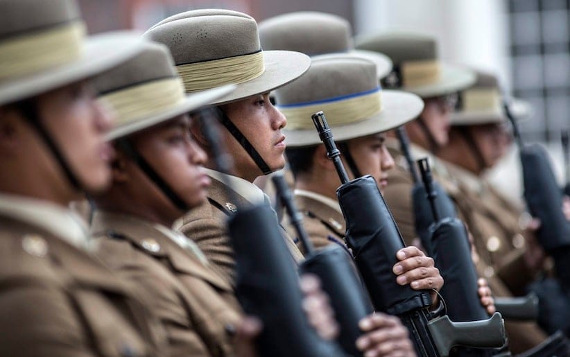 Serving Gurkha soldiers on parade during a pageant to celebrate 200 years of Gurkha service to the British Crown in London, Tuesday, June 9, 2015. (Richard Pohle/Pool via AP)