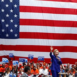 U.S. Democratic presidential candidate Hillary Clinton speaks at a campaign rally in Lynwood, Los Angeles, California, U.S. June 6, 2016. (Lucy Nicholson/Reuters)