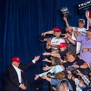 Republican presidential candidate Donald Trump at a rally at the Delaware State Fairgrounds in Harrington, Del., April 22, 2016. (Damon Winter/The New York Times/Redux)