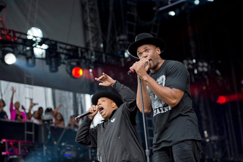 Run DMC performing at the "Made In America" music festival on Sunday Sept. 2, 2012, in Philadelphia. (Photo by Drew Gurian/Invision/AP)