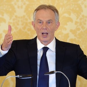 British former Prime Minister tony Blair holds a press conference at Admiralty House, London, after retired civil servant John Chilcot presented The Iraq Inquiry Report on Wednesday, July 6, 2016. Blair said he takes full responsibility for the decision and that the British military and civil service are not to blame for the problems that developed after the U.S.-led invasion of Iraq in 2003. (Stefan Rousseau/Pool via AP)