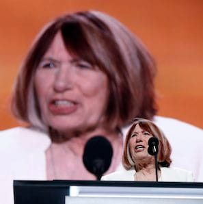 Pat Smith, mother of Benghazi victim Sean Smith speaks during the opening day of the Republican National Convention in Cleveland, Monday, July 18, 2016. (AP Photo/Carolyn Kaster)