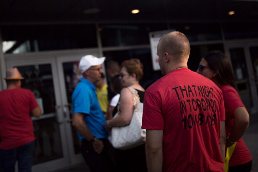 Fans outside the Air Canada Centre ahead of the Tragically Hip Man Machine Poem tour stop in Toronto. (Photograph by Nick Iwanyshyn)