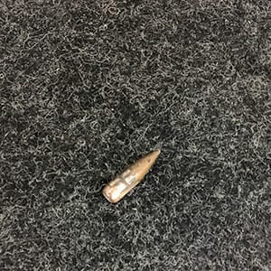 Military calibre bullet that entered the press centre at the equestrian facility during the Rio 2016 Olympic Games on 06 August 2016. (Jon Stroud/REX/Shutterstock/CP)