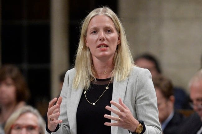 Environment Minister Catherine McKenna answers a question during Question Period in the House of Commons in Ottawa on Monday, September 19, 2016. (Adrian Wyld/CP)