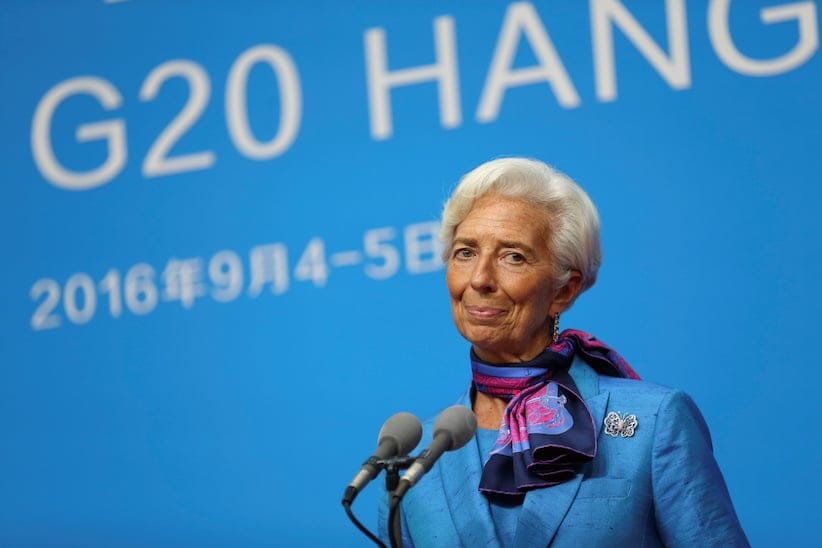International Monetary Fund (IMF) Managing Director Christine Lagarde holds a news conference after the closing of the G20 Summit in Hangzhou, Zhejiang province, China, September 5, 2016. (REUTERS/Stringer)