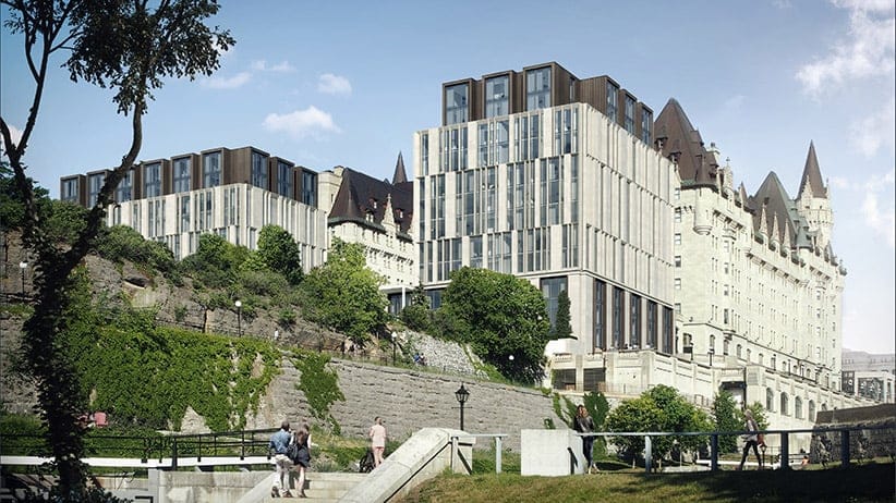 Chateau Laurier hotel addition rendering. (Peter Clewes/architectsAlliance)