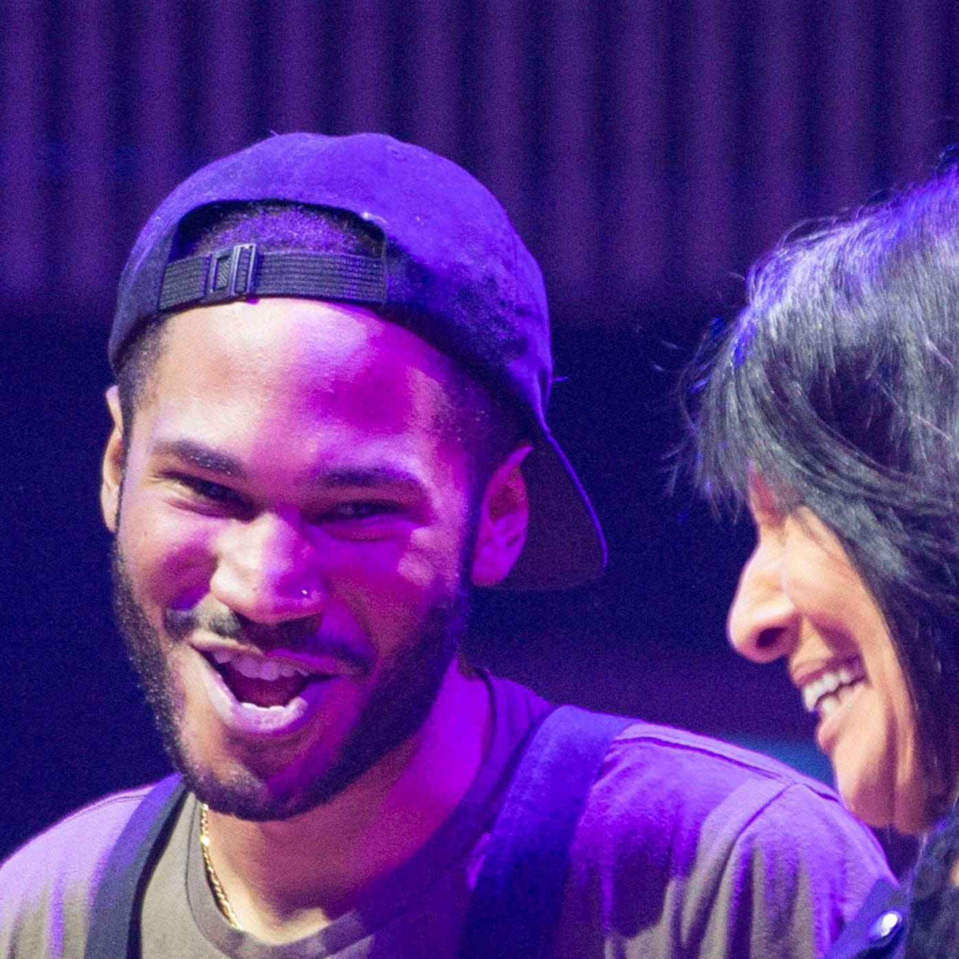 Kaytranada, left, is congratulated by Buffy St. Marie after being awarded the 2016 Polaris Music Prize in Toronto on Monday, September 19, 2016. (Chris Young/CP)