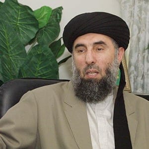 Gulbuddin Hekmatyar, a former Afghan warlord in exile in Iran, speaks during an interview with the AFP in Tehran October 17, 2001.  (Atta Kenare/AFP/Getty Images)