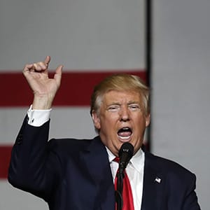 Republican presidential candidate Donald Trump speaks during a campaign rally at the South Florida Fair Expo Center on October 13, 2016 in West Palm Beach, Florida. Trump continues to campaign against Democratic presidential candidate Hillary Clinton with less than one month to Election Day.  (Joe Raedle/Getty Images)