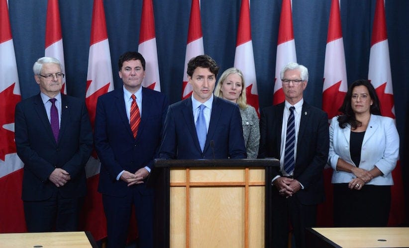 Prime Minister Justin Trudeau holds a press conference at the National Press Theatre in Ottawa on Tuesday, Nov. 29, 2016, announcing that his government would approve two pipeline projects. (Sean Kilpatrick/CP)