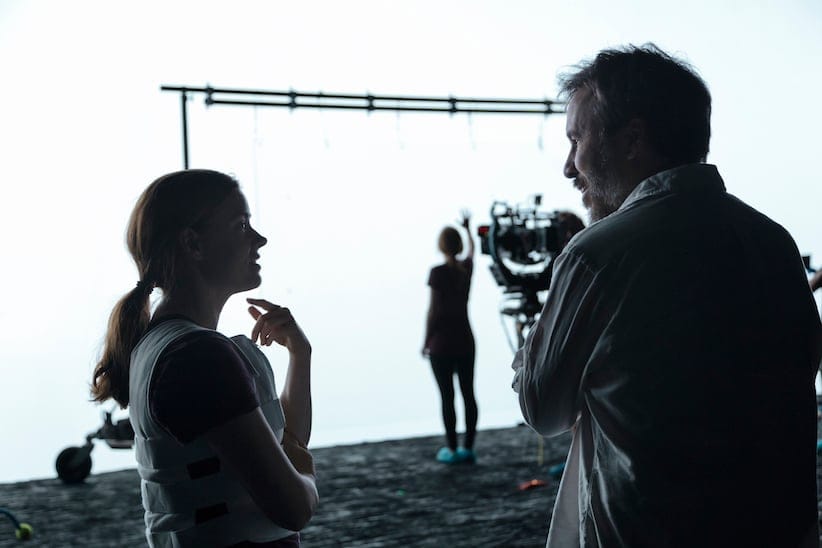 Left to right: Amy Adams and director Denis Villeneuve on the set of the film 'Arrival'. (Handout/Paramount Pictures)
