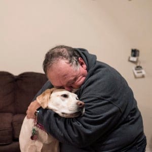 Retired RCAF captain Medric Cousineau, with psychiatric service dog Thai. (Photograph by Darren Calabrese)