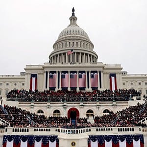 President Barack Obama speaks during the ceremonial swearing-in on the West Front of the U.S. Capitol during the 57th Presidential Inauguration in Washington, Monday, Jan. 21, 2013. (Scott Andrews/AP/CP)