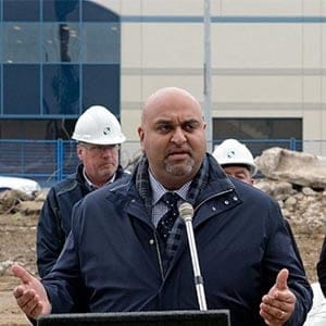Rathore at the groundbreaking ceremony for a hotel and condo project in Regina.