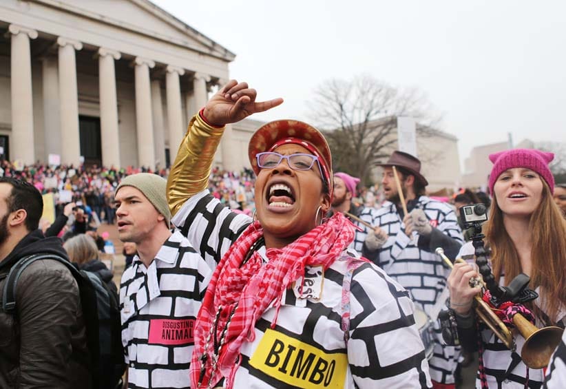 A woman chants while attending the Women's March on Washington on January 21, 2017 in Washington, DC. Large crowds are attending the anti-Trump rally a day after U.S. President Donald Trump was sworn in as the 45th U.S. president.   (Mario Tama/Getty Images)