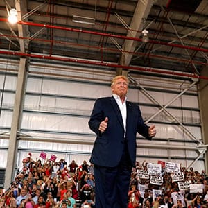 U.S. President Donald Trump holds a "Make America Great Again" rally at Orlando Melbourne International Airport in Melbourne, Florida, U.S. February 18, 2017.  (Kevin Lamarque/Reuters)