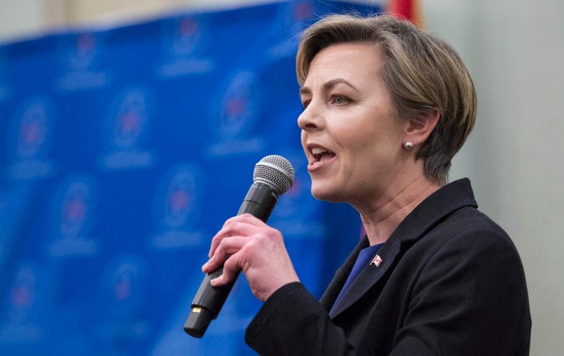 Candidate Kellie Leitch addresses a Conservative Party leadership debate Monday, February 13, 2017 in Montreal. (Paul Chiasson/CP)