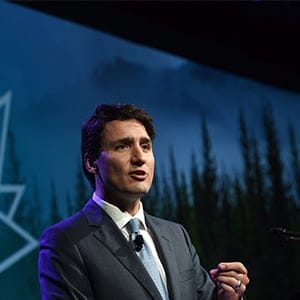 Prime Minister Justin Trudeau addresses and takes part in a question and answer session at the CERAWeek Global Energy and Environment Leadership Award Dinner in Houston, Texas, on Thursday, March 9, 2017. CANADIAN PRESS/Sean Kilpatrick
