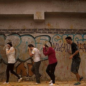 Medical students throw food at freshers of the Faculty of Medicine during a hazing at the University of Granada, in Granada on October 17, 2013.  (Jorge Guerrero/AFP/Getty Images)