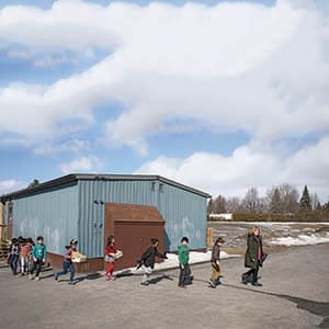 Grade three teacher Laura McLeod with her class outdoors at Caron Groves Elementary School in Ottawa March 9, 2017. Photograph by Blair Gable