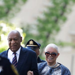 Bill Cosby arrives for his sexual assault trial with his wife Camille Cosby, right, at the Montgomery County Courthouse in Norristown, Pa., Monday, June 12, 2017. (Matt Rourke/AP/CP)