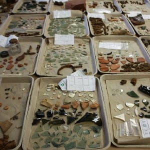 A range of colonial-era artifacts recovered by Saint Mary’s University students and members of the public during archaeological excavations at Grand-Pré National Historic Site in 2010. (Jonathan Fowler)
