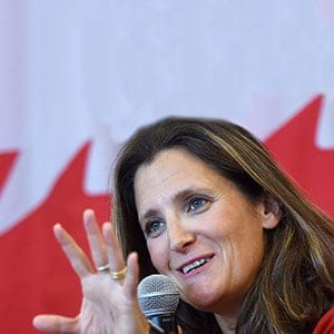 Foreign Affairs Minister Chrystia Freeland discusses modernizing NAFTA at public forum at the University of Ottawa in Ottawa on Monday, Aug. 14, 2017. (Sean Kilpatrick/CP)