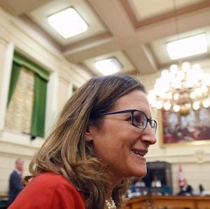 Foreign Affairs Minister Chrystia Freeland appears before the Standing Committee on International Trade regarding NAFTA on Parliament Hill in Ottawa on Monday, Aug. 14, 2017. THE CANADIAN PRESS/Sean Kilpatrick