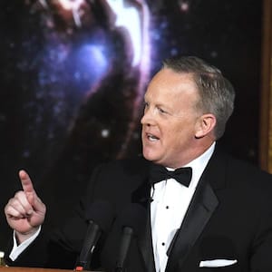 LOS ANGELES, CA - SEPTEMBER 17:  Former White House Press Secretary Sean Spicer speaks onstage during the 69th Annual Primetime Emmy Awards at Microsoft Theater on September 17, 2017 in Los Angeles, California.  (Photo by Kevin Winter/Getty Images)