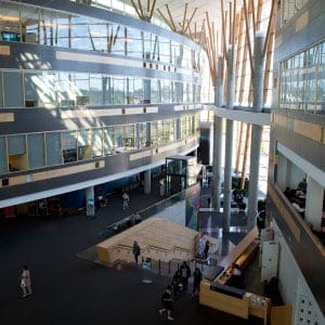 The Simon Fraser University Surrey Campus on Friday, Sept. 15, 2017. The campus is part of Central City, a facility that is also home to a mall, grocery stores and offices. (Photograph by Taehoon Kim)