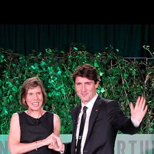 Executive Director, Fortune MPW Summits and Live Content, Pattie Sellers and Canadian Prime Minister Justin Trudeau speak onstage at the Fortune Most Powerful Women Summit - Day 2 on October 10, 2017 in Washington, DC.  (Paul Morigi/Getty Images/Fortune)