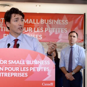 Prime Minister Justin Trudeau speaks to members of the media at a press conference in Stouffville, Ont., on Monday, October 16, 2017. (Nathan Denette/CP)