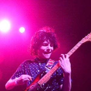 LOS ANGELES, CA - MAY 14:  Actor/musician Finn Wolfhard (R) performs onstage with his band Calpurnia during the "Strange 80's" benefit at The Fonda Theatre on May 14, 2017 in Los Angeles, California.  (Photo by Scott Dudelson/Getty Images)