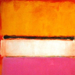 People view a painting titled "White Center (Yellow, Pink and Lavender on Rose)" by Mark Rothko. (Chip East/Reuters)