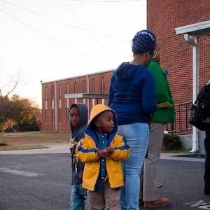 Voters stand in a long line that stretches out the door to vote at Beulah Baptist Church polling station in Montgomery, Alabama, on December 12, 2017.
Alabama voters were casting the last ballots Tuesday in a pivotal US Senate contest between a Republican dogged by accusations he once preyed on teenage girls and a Democrat seeking an upset win in a deeply conservative southern state. / AFP PHOTO / JIM WATSON        (Photo credit should read JIM WATSON/AFP/Getty Images)