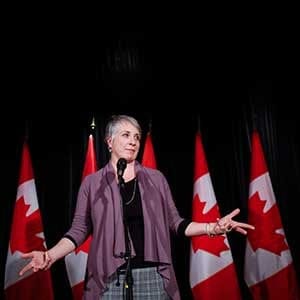 Patty Hajdu, Minister of Employment, Workforce Development and Labour, speaks to reporters at a Liberal cabinet retreat in Calgary, Alta., Monday, Jan. 23, 2017.THE CANADIAN PRESS/Jeff McIntosh