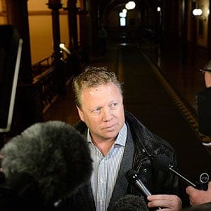 Rick Dykstra, President of the Ontario PC Party, arrives for a meeting to pick an interim leader to lead them into the June provincial election at Queen's Park in Toronto on Friday, January 26, 2018. Brown stepped down as PC leader following sexual misconduct allegations. THE CANADIAN PRESS/Nathan Denette