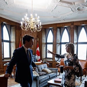 Kate Purchase with Justin Trudeau in the Prime Minister’s Office