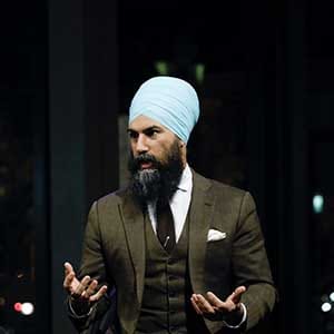 NDP leader Jagmeet Singh talks to Paul Wells at the Maclean's Live event at Ottawa's National Arts Centre on February 8, 2018