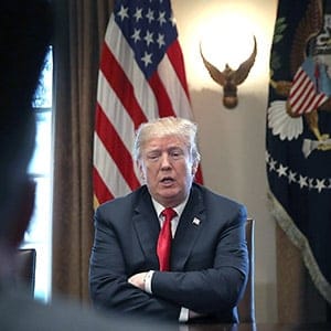 WASHINGTON, DC - MARCH 01:  U.S. President Donald Trump speaks during a meeting with leaders of the steel and aluminum industry at the White House March 1, 2018 in Washington, DC. Trump announced planned tariffs on imported steel and aluminum during the meeting, with details to be released at a later date.  (Photo by Win McNamee/Getty Images)