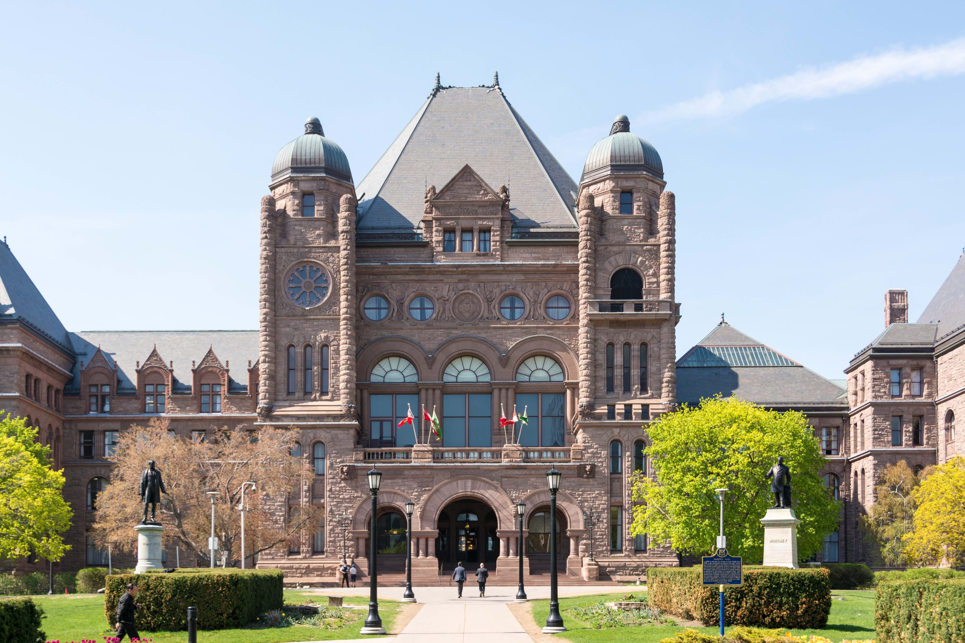 TORONTO, ONTARIO, CANADA - 2015/05/07: Queen's Park building seat of the Ontario Provincial Government. The Ontario Legislative Building which houses the viceregal suite of the Lieutenant Governor of Ontario, the Legislative Assembly of Ontario, and offices for members of the provincial parliament. (Photo by Roberto Machado Noa/LightRocket via Getty Images)
