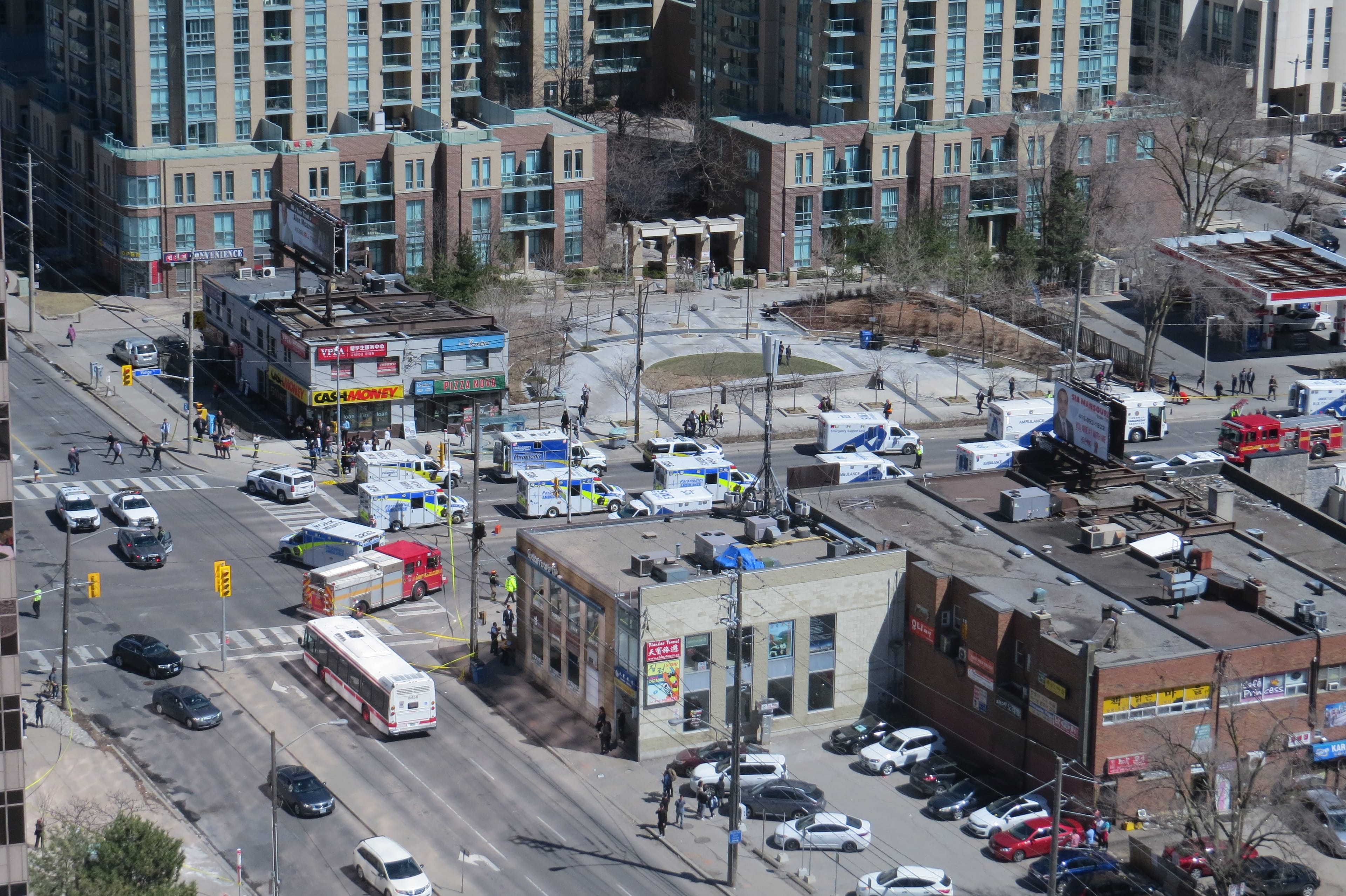View from a condo near the Yonge and Finch area where multiple pedestrians were hit by a van on April 23, 2018. Photo by CityNews viewer Sandy McHugh.