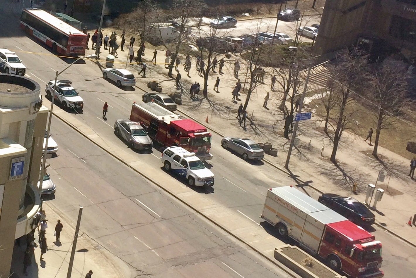 Emergency crews at the scene after several pedestrians were struck by a white van at Yonge and Finch. (Courtesy: Dave Diamond)