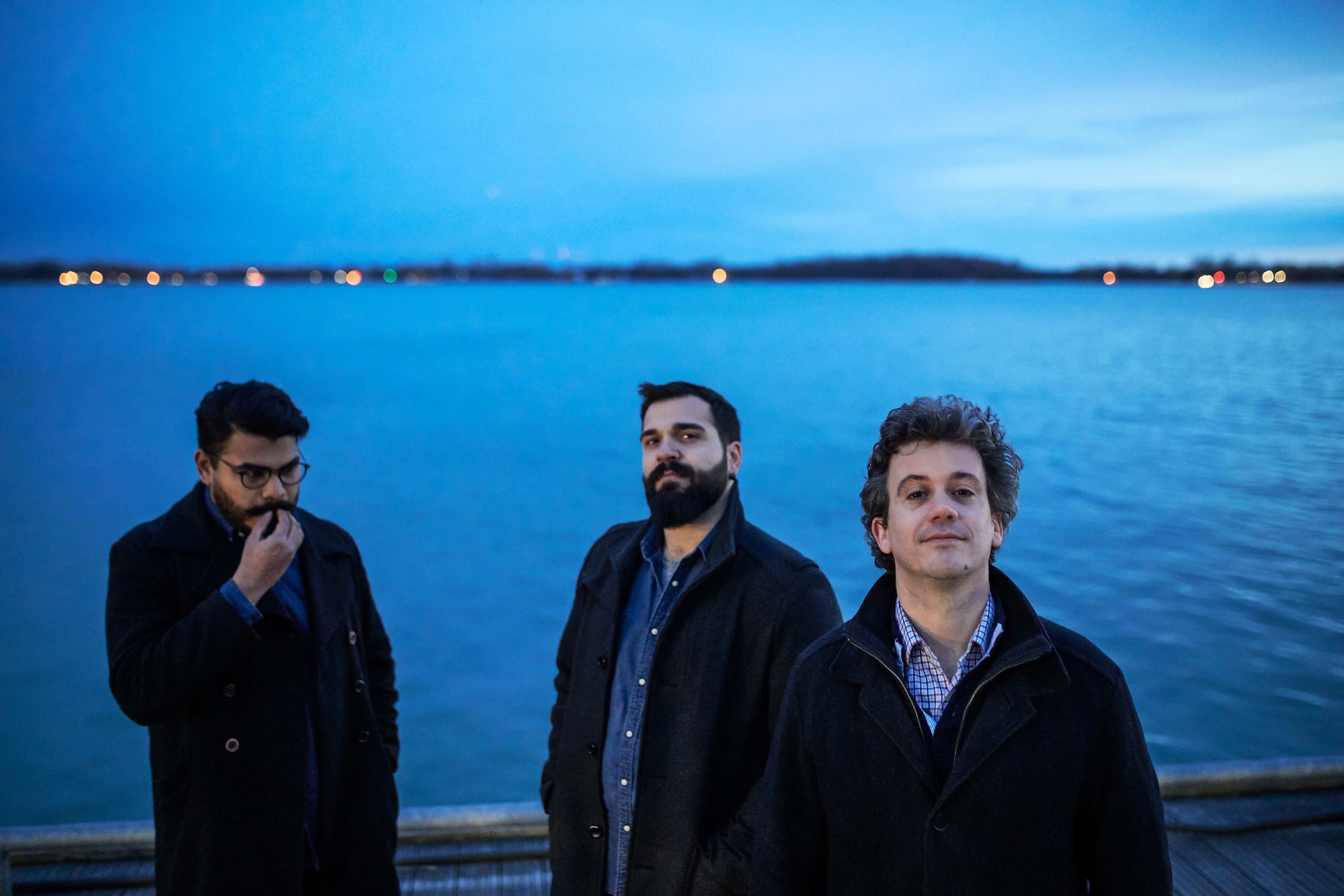 Jordan Peterson fans (L to R) Priyank D’Sa, Marco Filice and Chris “Tenmagnet” Shepherd. (Photograph by Daniel Ehrenworth)
