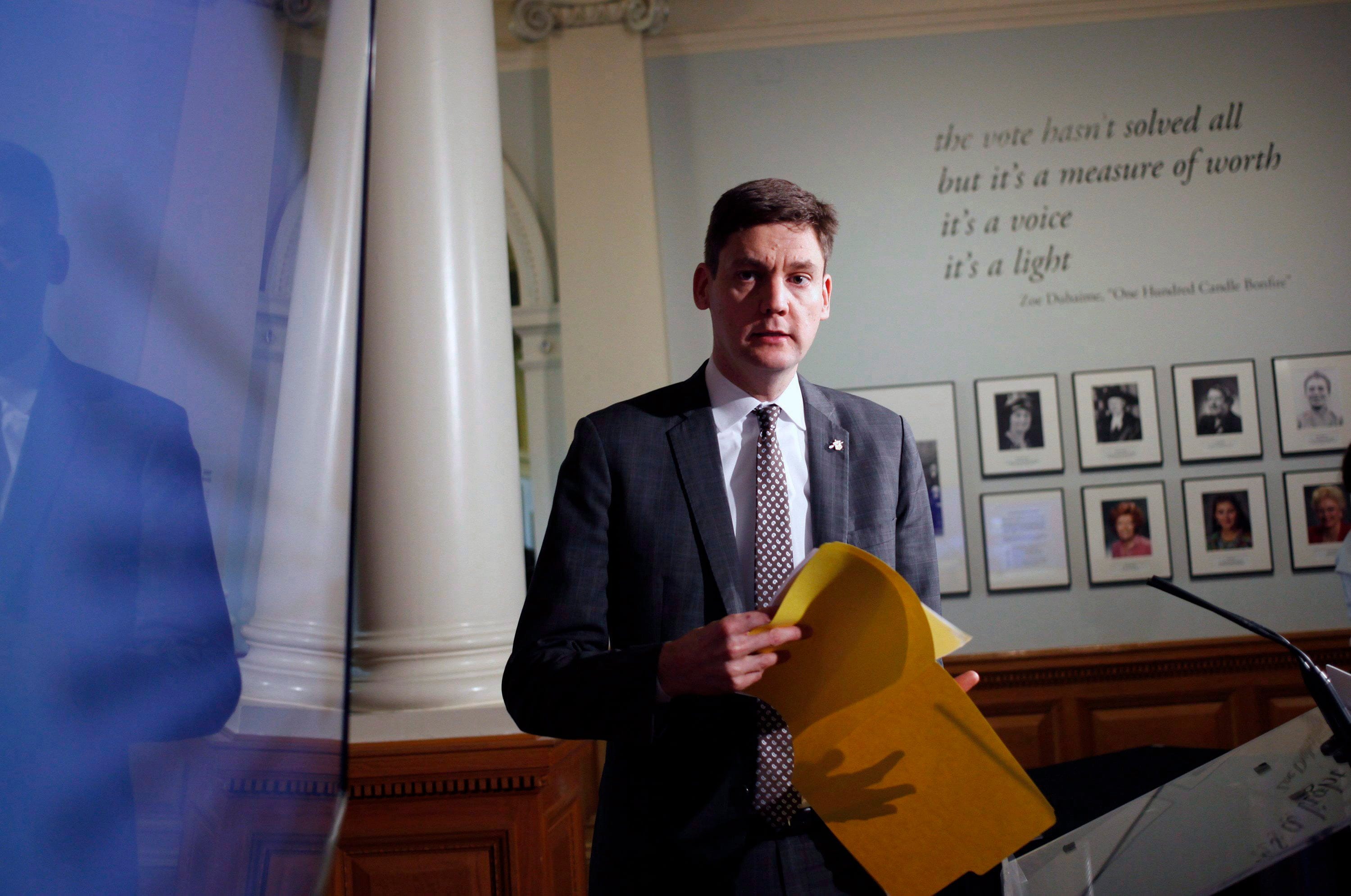 Eby arrives to speak to media about a provincial referendum on electoral reform, one of numerous hot-button issues on his desk  (Chad Hipolito/CP)